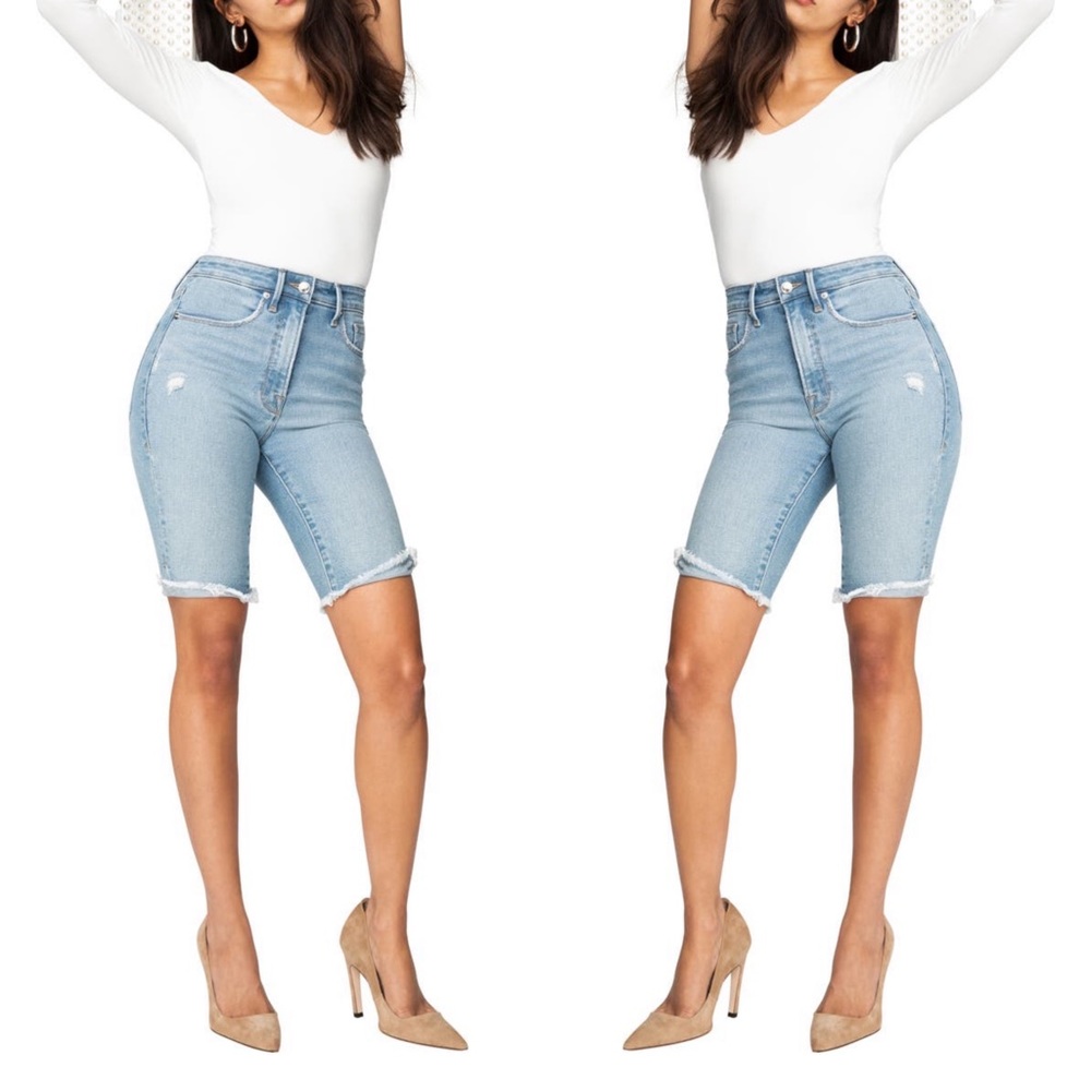 Good American Distressed Bermuda Shorts